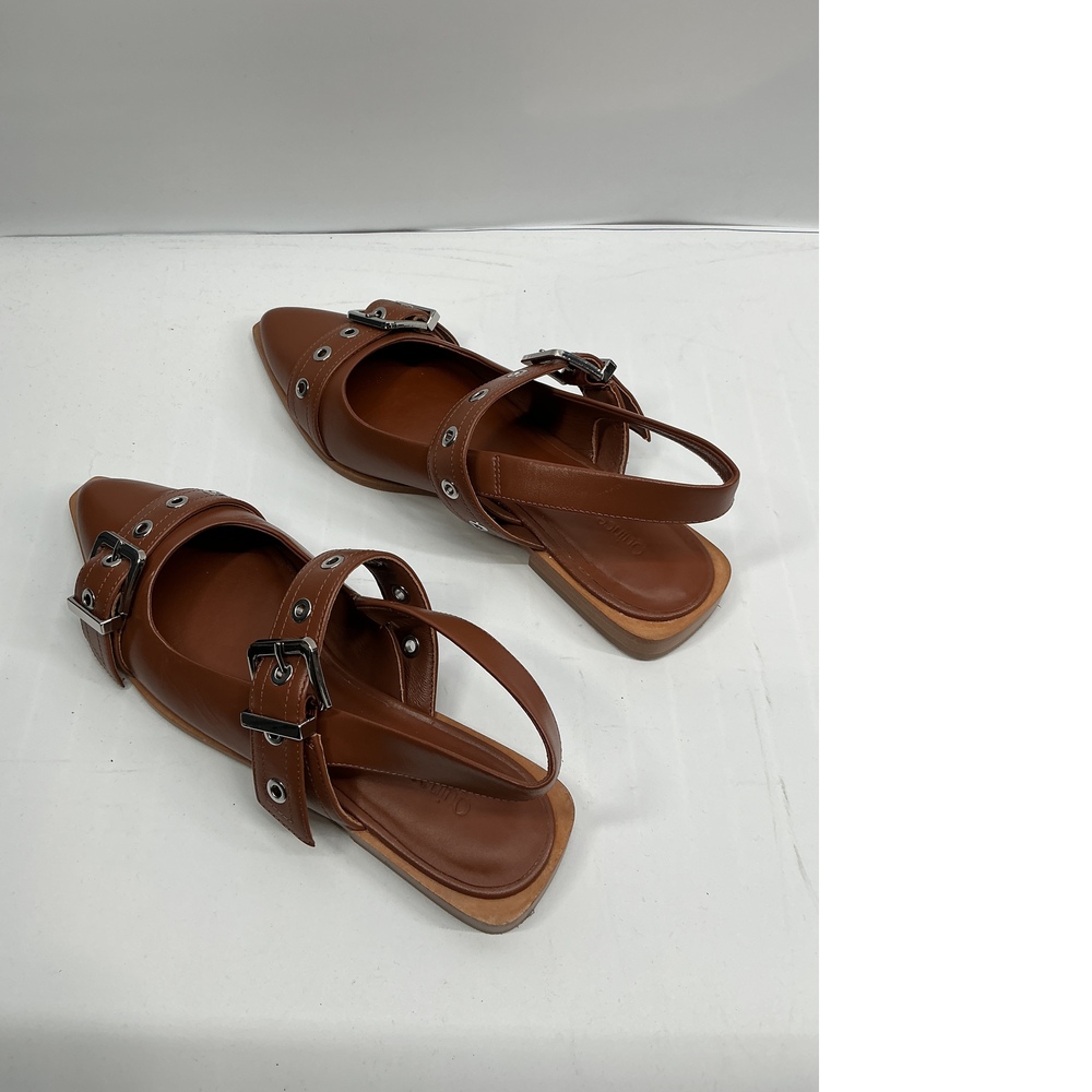 Italian Leather Bold Buckle Slingback Flat - Picture 3 of 4